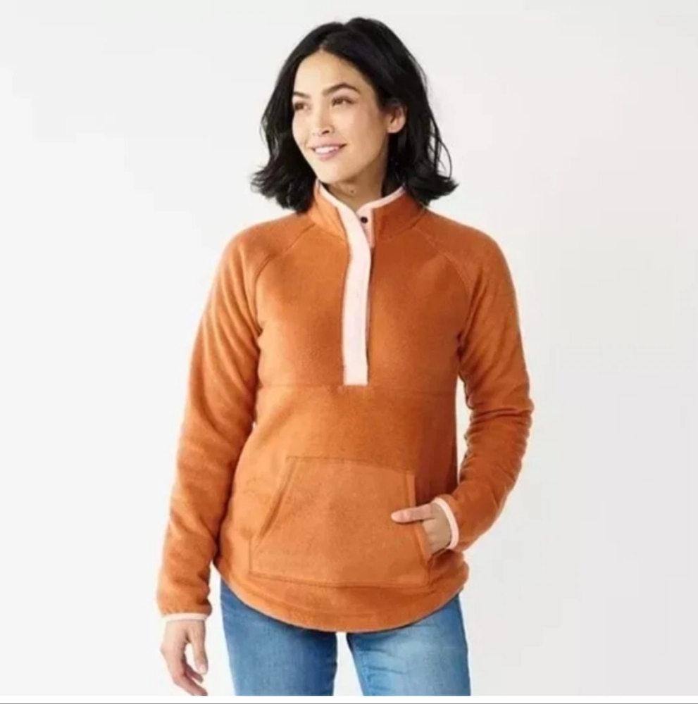 Sonoma Good For Life Fleece Quarter Snap Front Pocket Sweatshirt Top